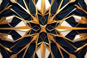 abstract geometric design with gold and black colors generative AI photo