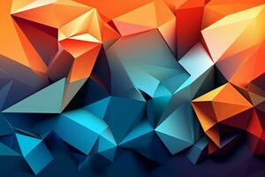 abstract geometric background with orange blue and red triangles generative AI photo