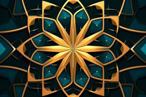 abstract background with gold and blue geometric shapes generative AI photo