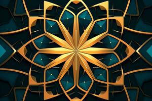 abstract background with gold and blue geometric shapes generative AI photo