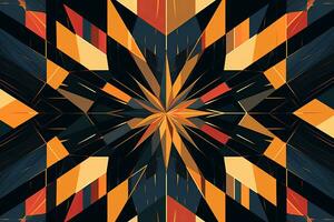 abstract geometric design with orange black and yellow colors generative AI photo