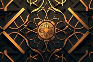 an abstract design with gold and black elements generative AI photo