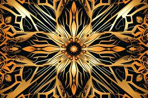 an abstract design in gold and black generative AI photo