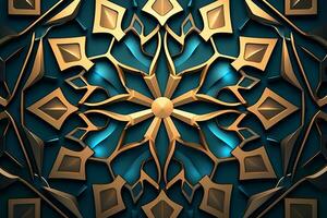 an abstract design with gold and blue colors generative AI photo