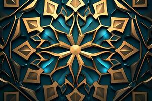 an abstract design with gold and blue colors generative AI photo