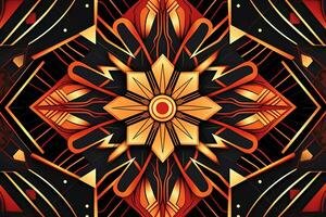 an abstract design with orange and black colors on a black background generative AI photo