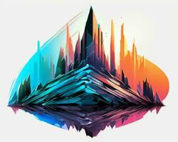 an abstract illustration of a city with a mountain in the background generative AI photo