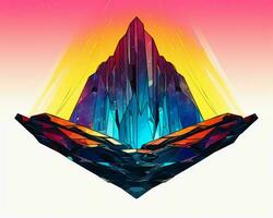 an abstract image of a mountain with a rainbow in the background generative AI photo