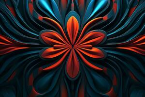 an abstract flower design in red and blue generative AI photo