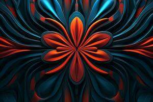 an abstract flower design in red and blue generative AI photo