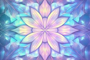 an abstract flower design in purple blue and pink colors generative AI photo