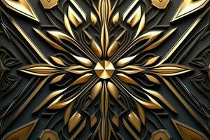 an abstract gold and black background with an ornate design generative AI photo