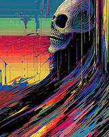 an abstract painting of a skull on a wave generative AI photo