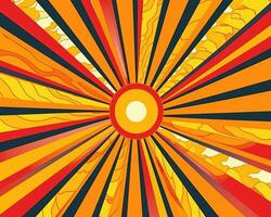 an abstract sunburst background with orange yellow and black colors generative AI photo