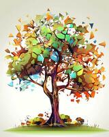 an abstract tree with colorful leaves on it generative AI photo