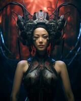 an asian woman in a futuristic outfit generative AI photo