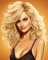 an illustration of a beautiful blonde woman generative AI photo