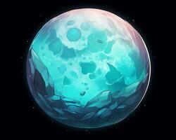 an illustration of a blue moon in space generative AI photo
