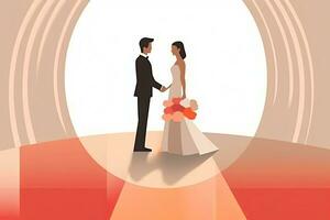 an illustration of a bride and groom standing in front of an arch generative AI photo