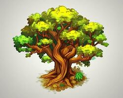 an illustration of a cartoon tree on a white background generative AI photo