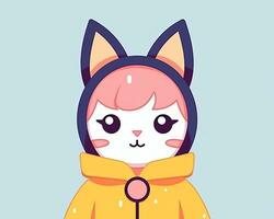 an illustration of a cat wearing a yellow raincoat generative AI photo