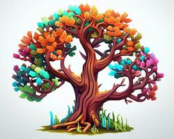 an illustration of a colorful tree on a white background generative AI photo