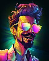 an illustration of a man with sunglasses and a mustache generative AI photo