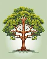 an illustration of a tree on a green background generative AI photo