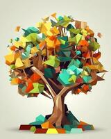 an illustration of a tree made out of colorful triangles generative AI photo