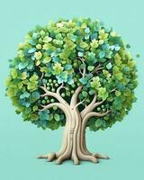 an illustration of a tree with green leaves generative AI photo