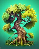 un ilustración de un árbol con verde hojas generativo ai foto