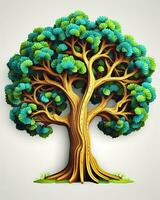 un ilustración de un árbol con verde hojas generativo ai foto