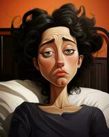 an illustration of a woman laying in bed with her eyes closed generative AI photo