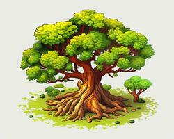 un ilustración de un árbol con raíces generativo ai foto