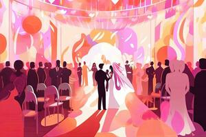 un ilustración de un Boda ceremonia generativo ai foto