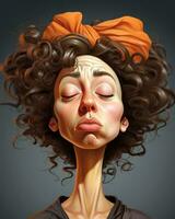 an illustration of a woman with curly hair and an orange headband generative AI photo