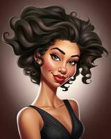 an illustration of a woman with curly hair generative AI photo