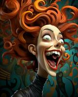 an illustration of a woman with red hair and an open mouth generative AI photo