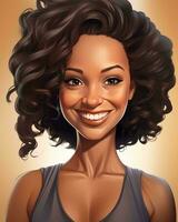 an illustration of an african american woman with curly hair generative AI photo