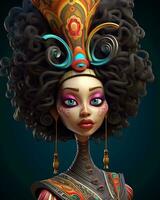 an illustration of an egyptian woman wearing an elaborate headdress generative AI photo