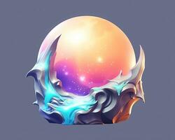 an illustration of an egg with a waterfall inside of it generative AI photo
