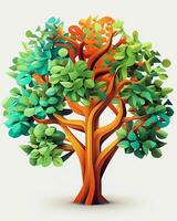 un ilustración de un naranja y verde árbol en un blanco antecedentes generativo ai foto