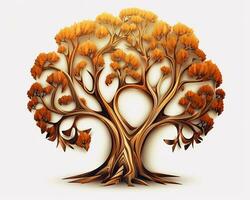 un ilustración de un naranja árbol en un blanco antecedentes generativo ai foto