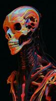 an image of a human skeleton with colorful veins generative AI photo