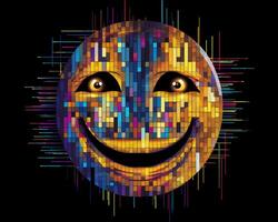 an image of a smiley face made up of colorful pixels generative AI photo