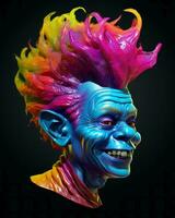 an image of a troll with colorful hair generative AI photo