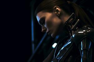 an image of a woman in a futuristic suit generative AI photo