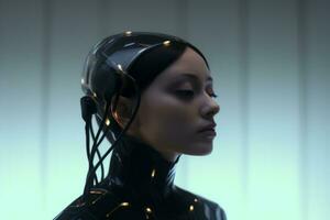 an image of a woman in a futuristic suit generative AI photo