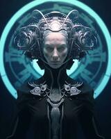 an image of a woman in a futuristic suit generative AI photo
