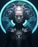 an image of a woman in a futuristic suit generative AI photo